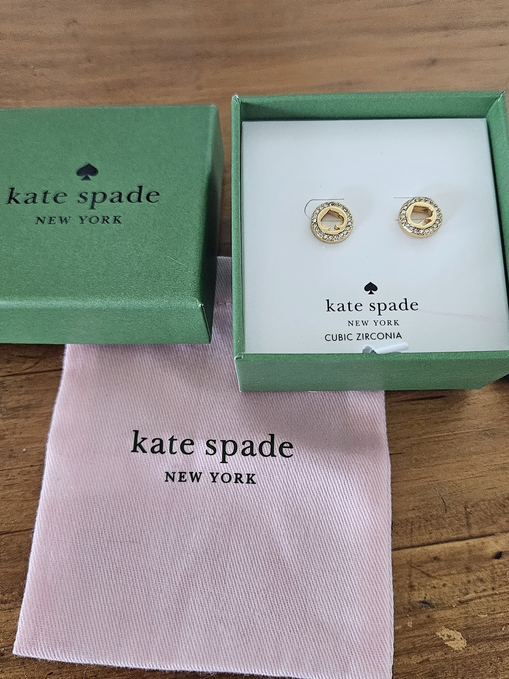 kate spade Gold Spade Pavé Circle Stud Earrings
